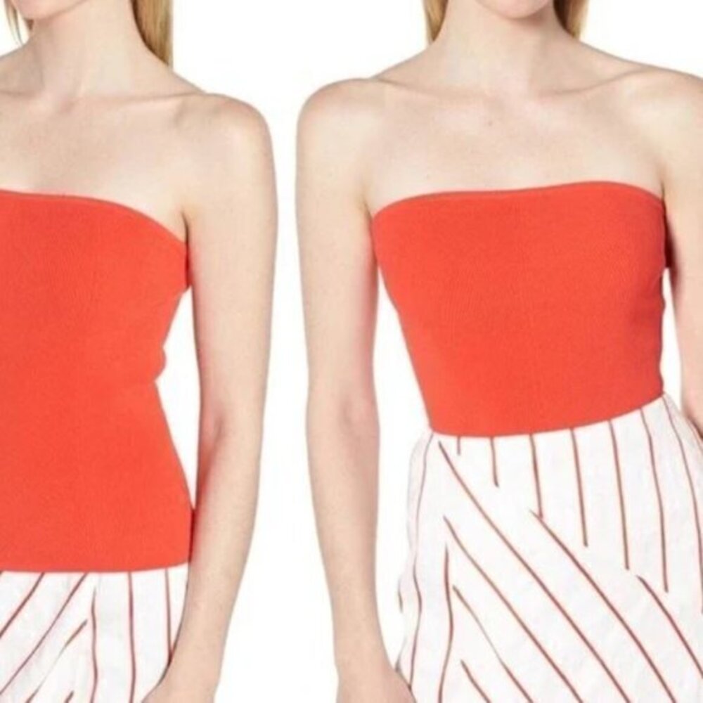 Lewit Ribbed Poppy Red Strapless Tube Top Large